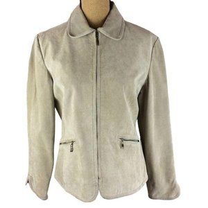 Live a Little Women's Size Medium Tan Genuine Leather Zip Front Jacket 63963